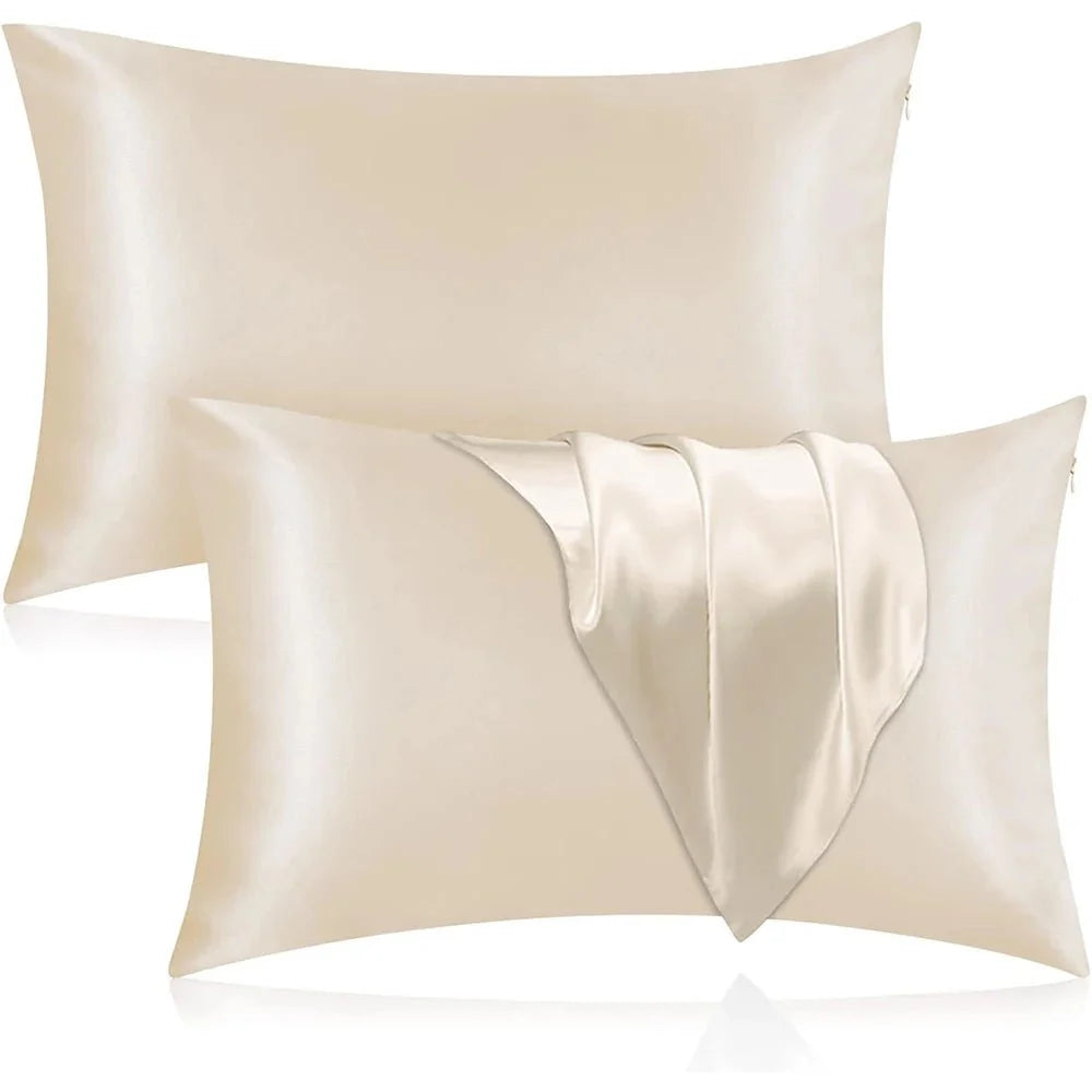 Pillowcase Silk-Like Polyester Breathable Concealed Zipper