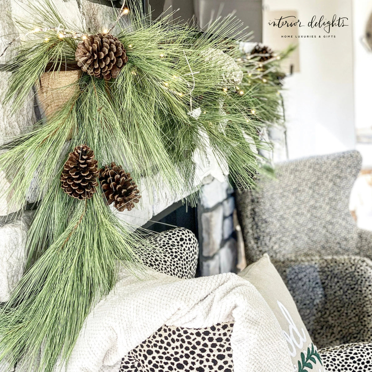 Pine Garland Long Needle 6 Foot Pinecone Accents