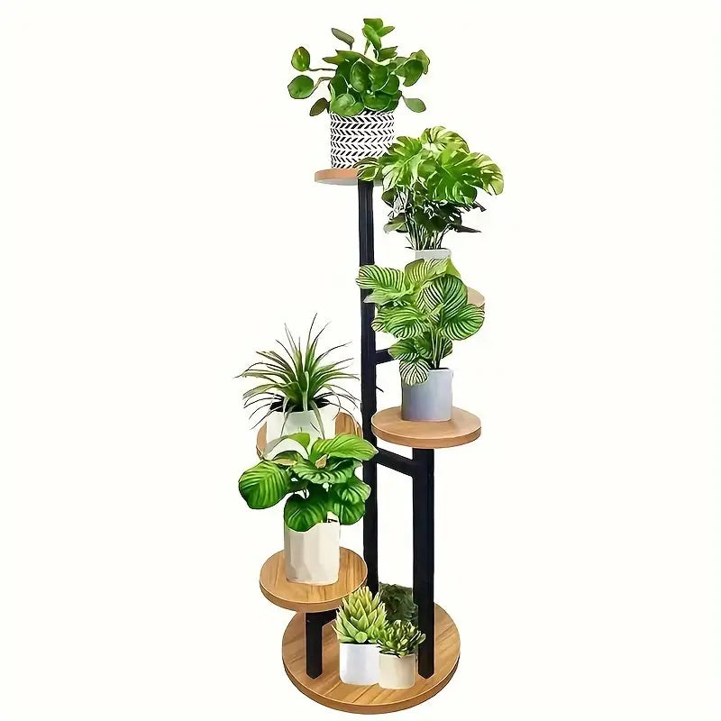 Plant Stand 6-Tier Round Stepped Timber