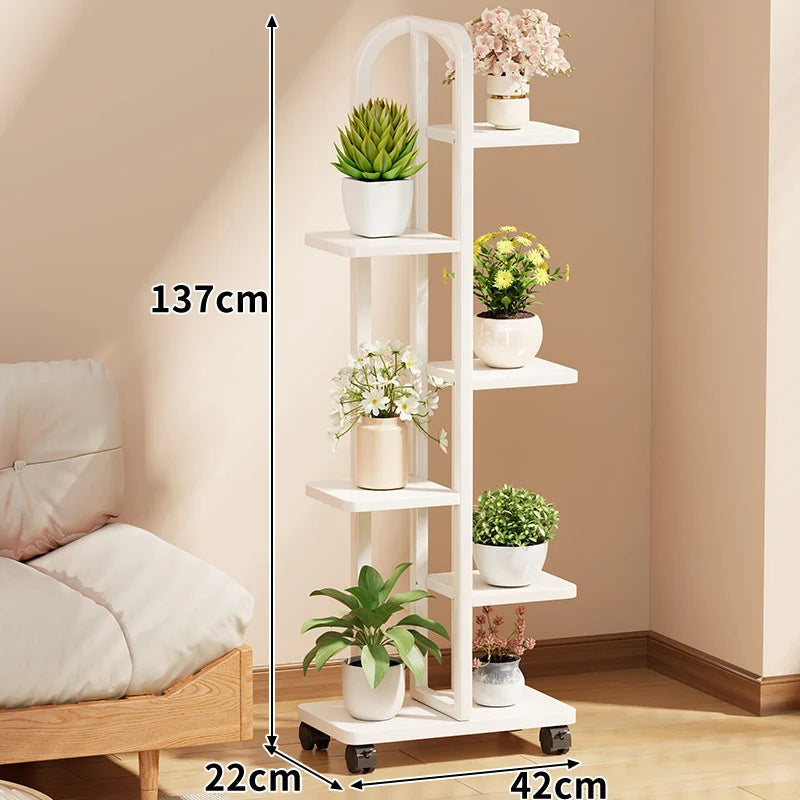 Plant Stand Rolling Multi-Tier Space-Saving