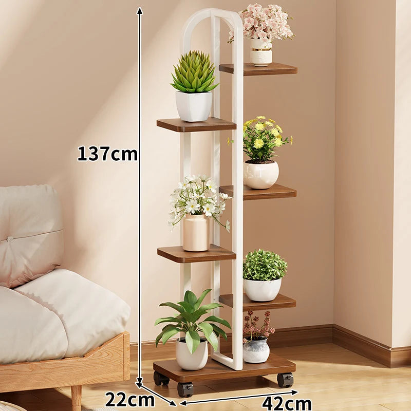 Plant Stand Rolling Multi-Tier Space-Saving
