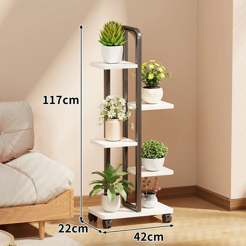 Plant Stand Rolling Multi-Tier Space-Saving