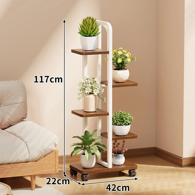 Plant Stand Rolling Multi-Tier Space-Saving