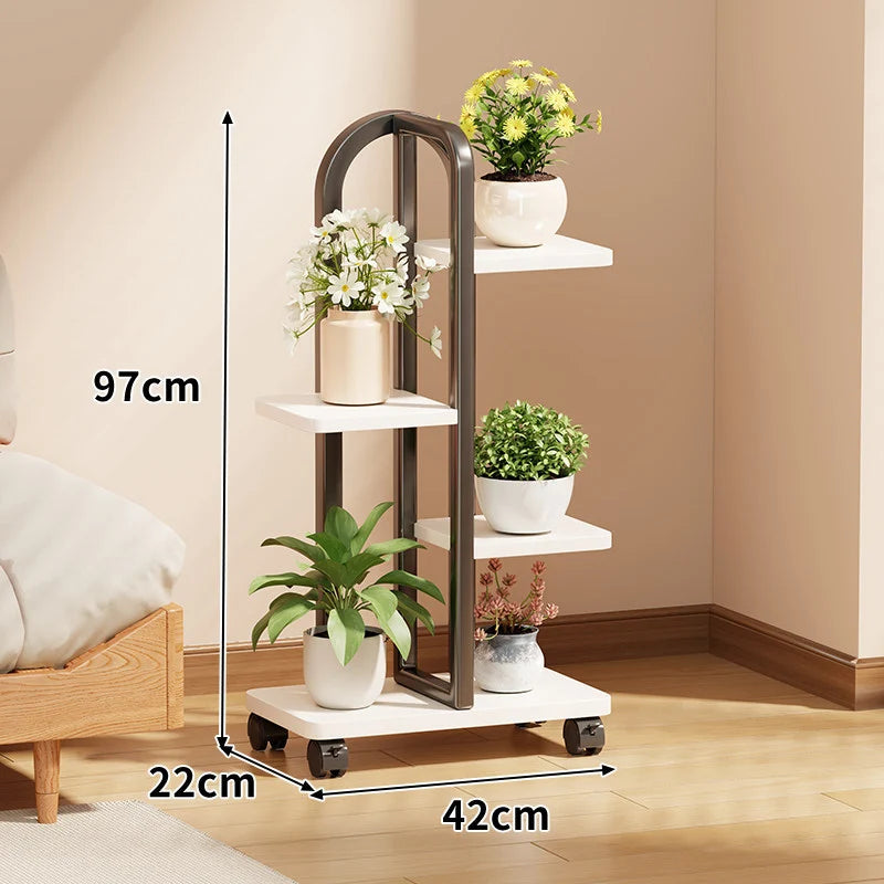 Plant Stand Rolling Multi-Tier Space-Saving