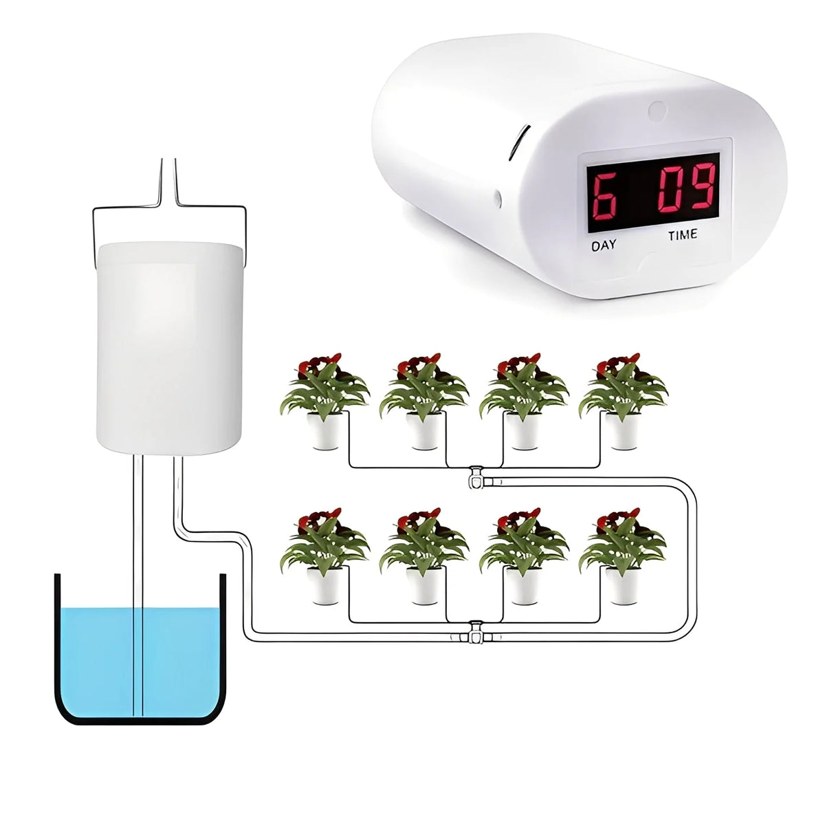 Plant Watering Controller Programmable LCD Rechargeable Battery Multi-Pot