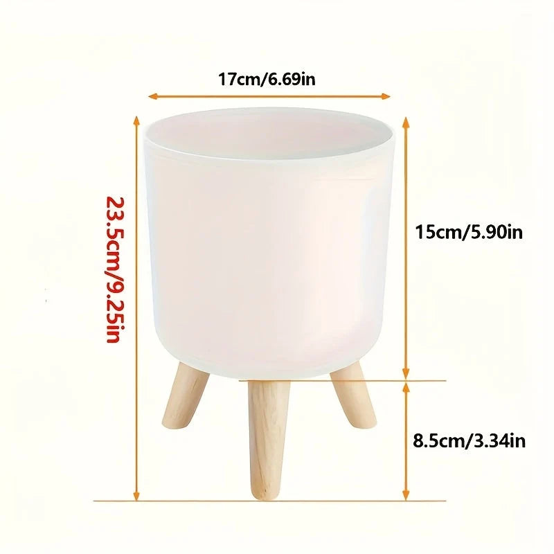 Planter Pot Matte Finish & Solid Wood Legs
