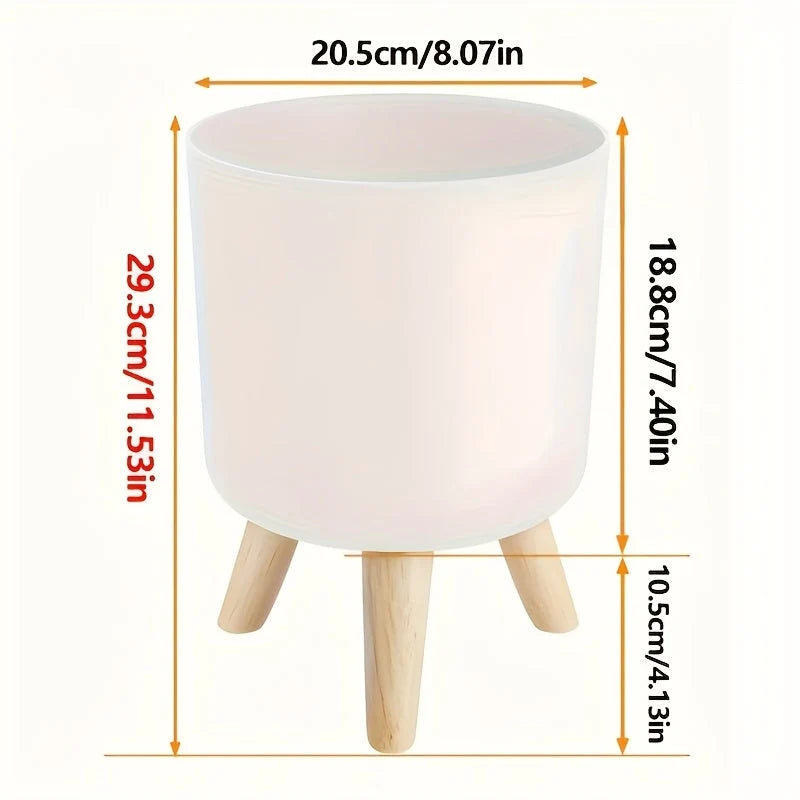 Planter Pot Matte Finish & Solid Wood Legs
