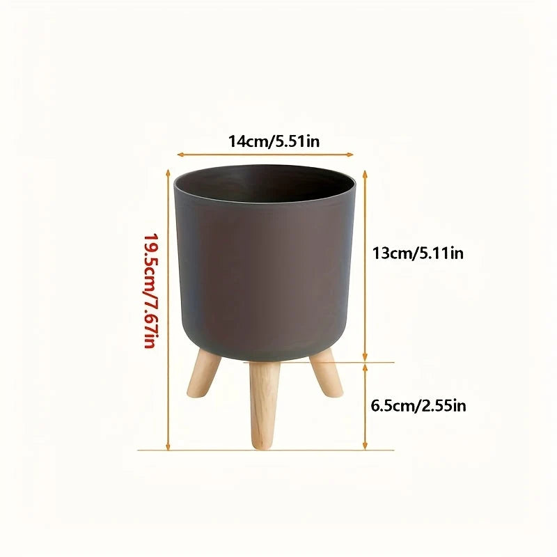 Planter Pot Matte Finish & Solid Wood Legs