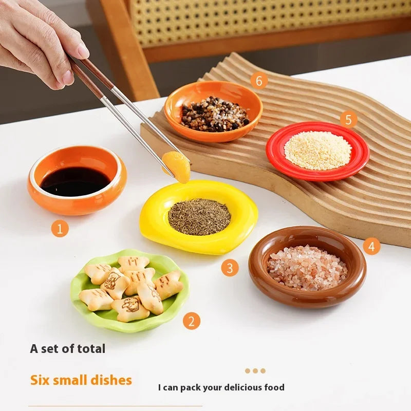 Plate Set Ceramic Hamburger-Shaped 6-Piece