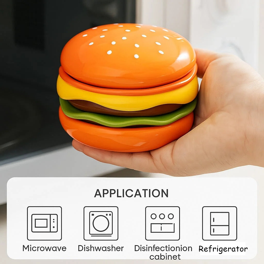 Plate Set Ceramic Hamburger-Shaped 6-Piece