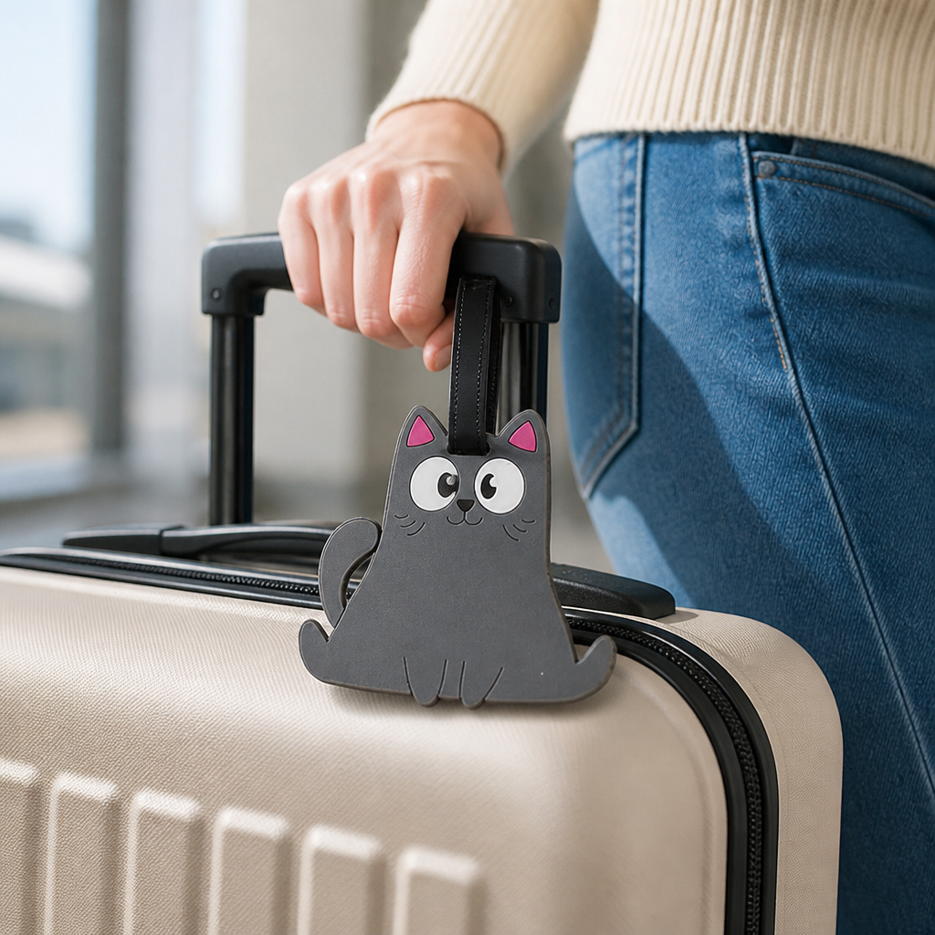Playful Cat Luggage Tag (Writable Back)