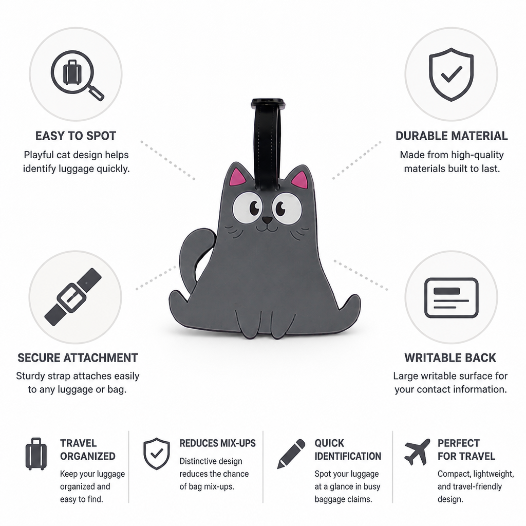 Playful Cat Luggage Tag (Writable Back)