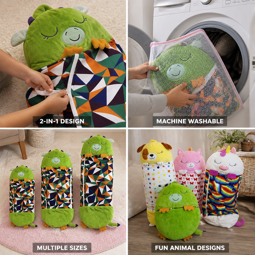 Plush 2-In-1 Kids Cuddle Bag (Machine-Washable)
