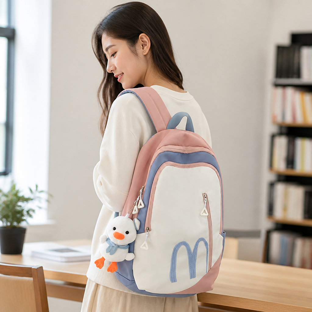 Plush-Accent Lightweight School Backpack (Padded Straps)