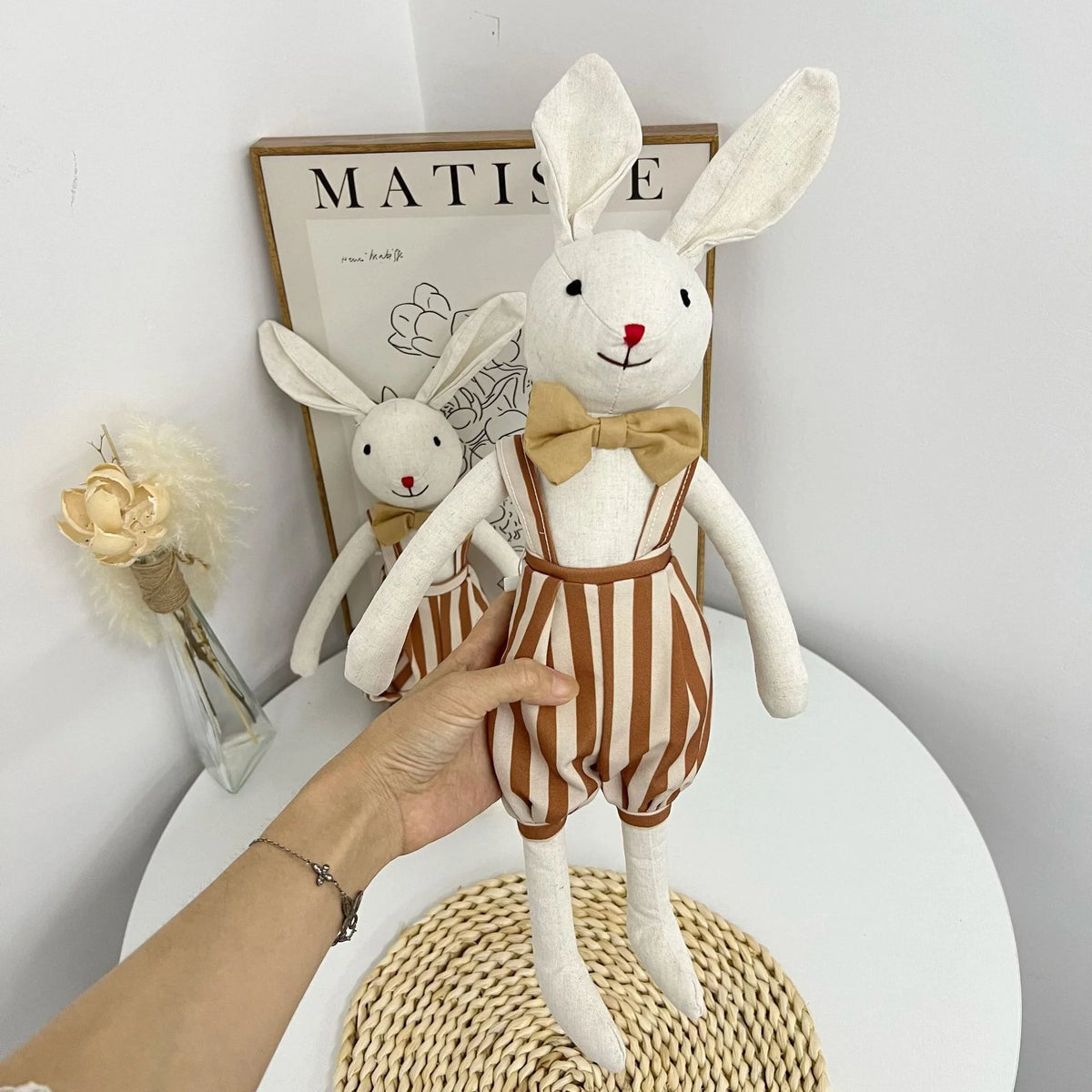 Plush Animal Doll Handcrafted Cotton-Linen Crocheted Outfit