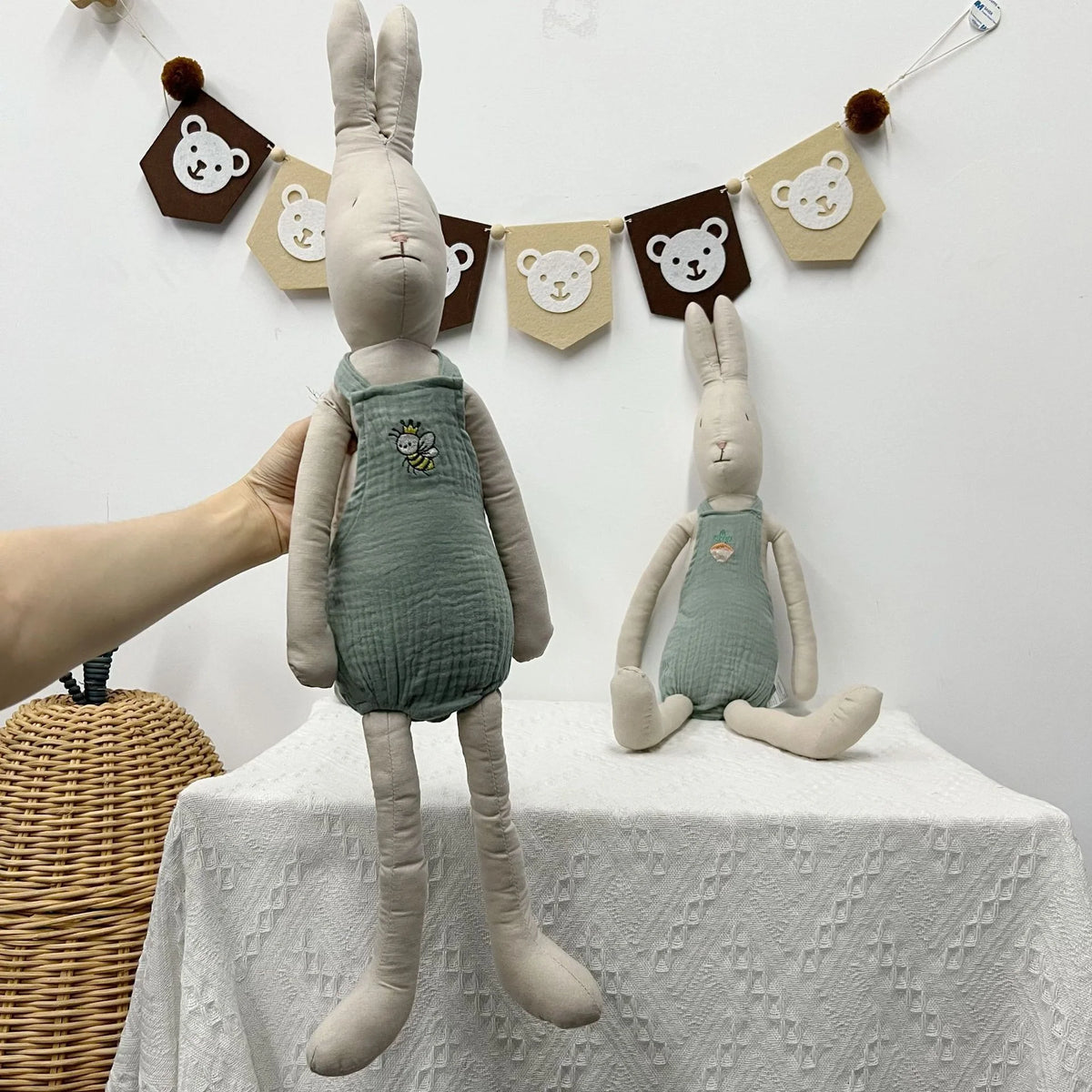 Plush Animal Doll Handcrafted Cotton-Linen Crocheted Outfit