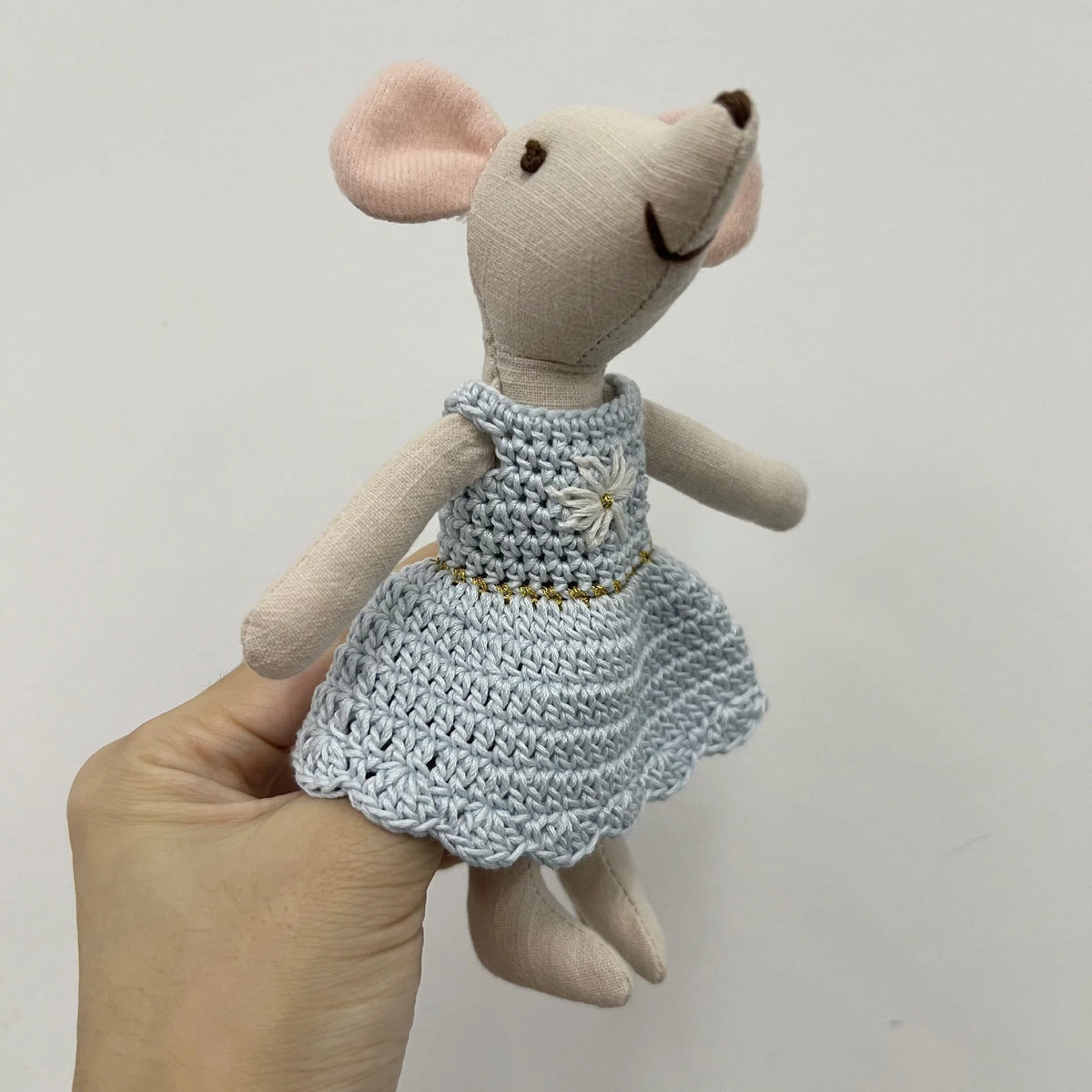 Plush Animal Doll Handcrafted Cotton-Linen Crocheted Outfit