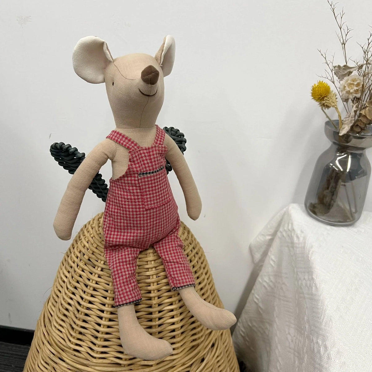 Plush Animal Doll Handcrafted Cotton-Linen Crocheted Outfit