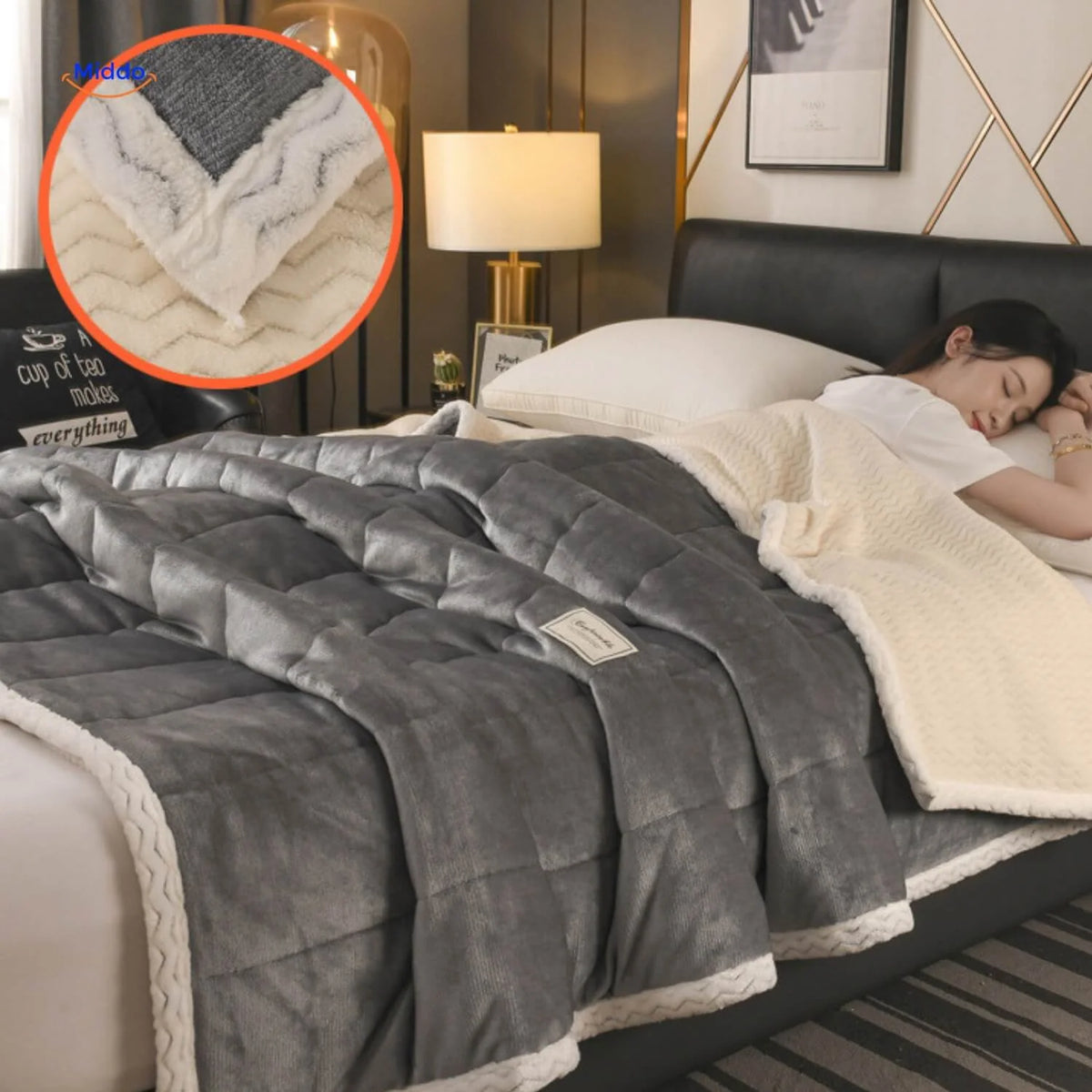 Plush Blanket Double-Sided Fleece Machine Washable Warmth