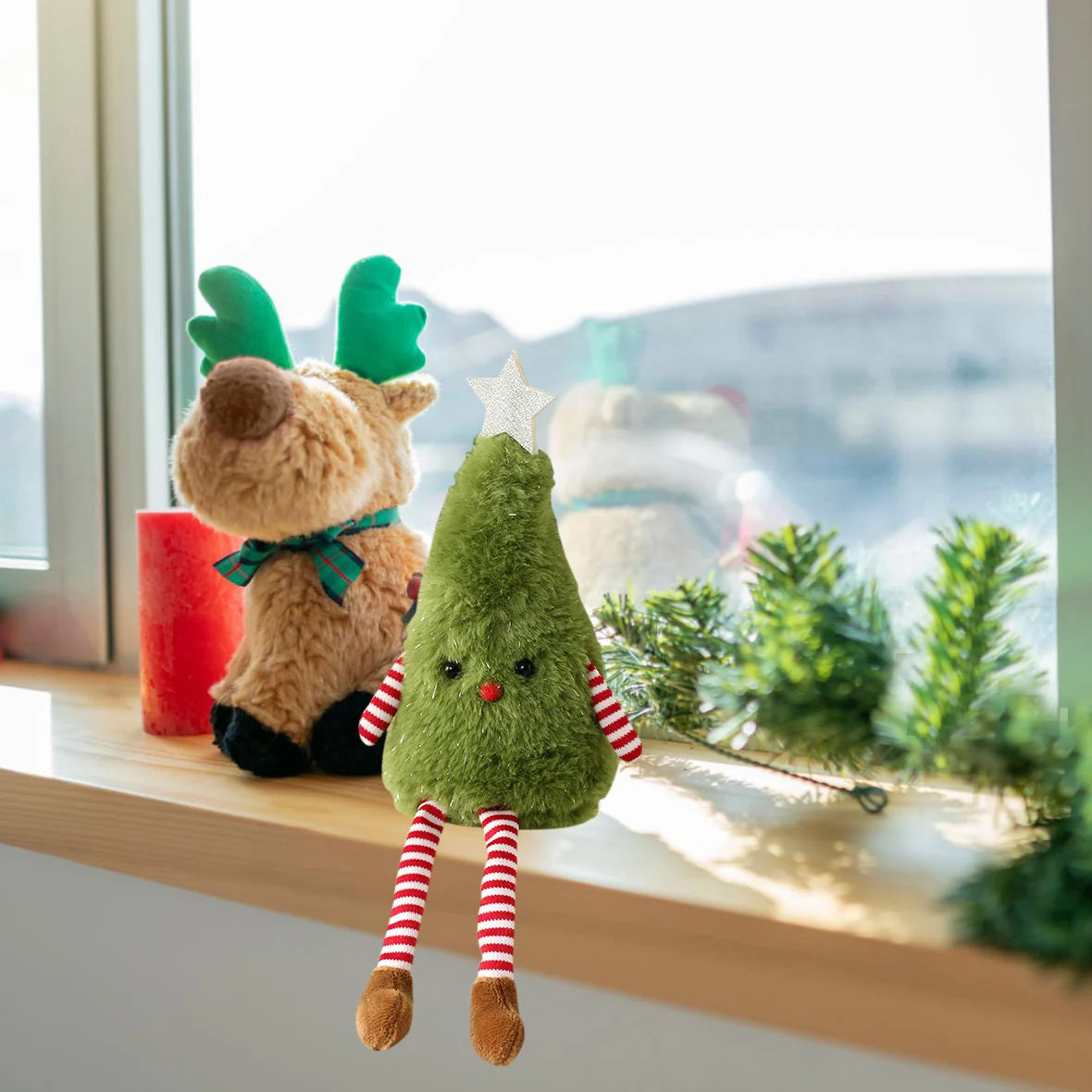 Plush Christmas Tree Tabletop 12 Inch Star Topper