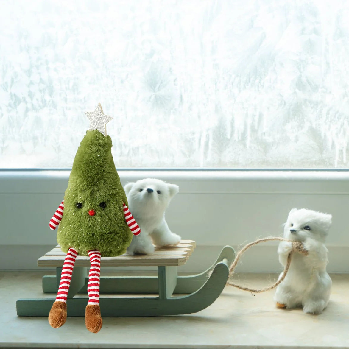 Plush Christmas Tree Tabletop 12 Inch Star Topper