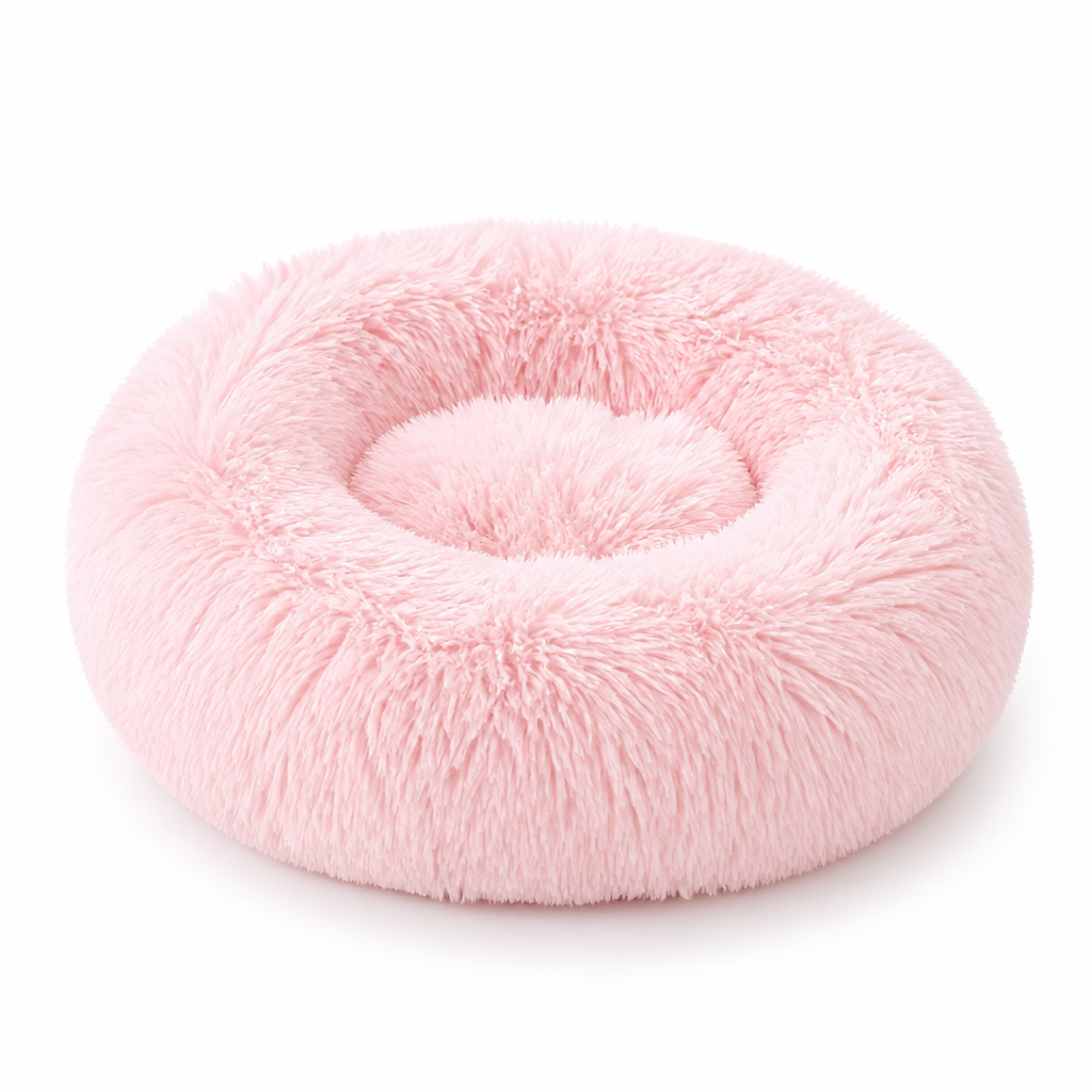 Plush Faux Fur Donut Cat Bed (Machine Washable)