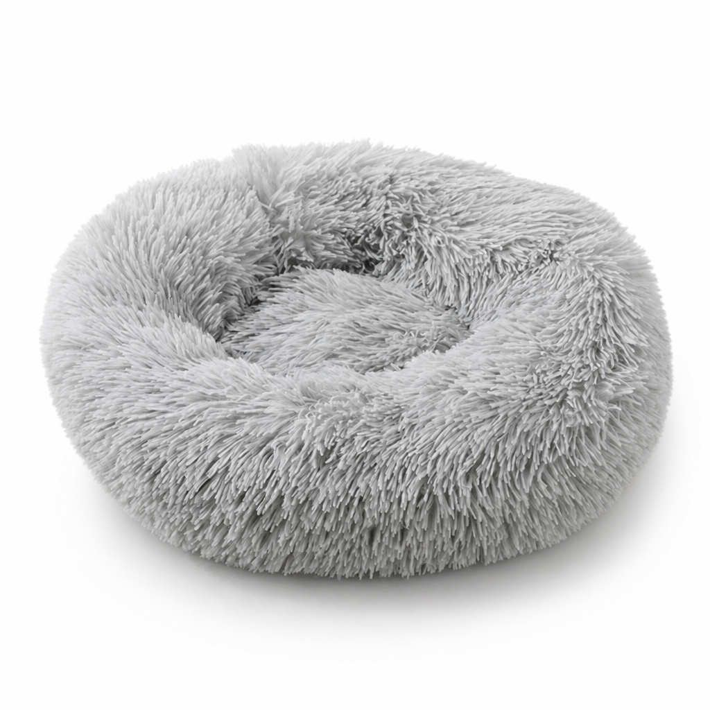 Plush Faux Fur Donut Cat Bed (Machine Washable)