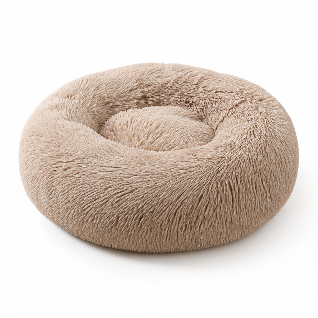 Plush Faux Fur Donut Cat Bed (Machine Washable)