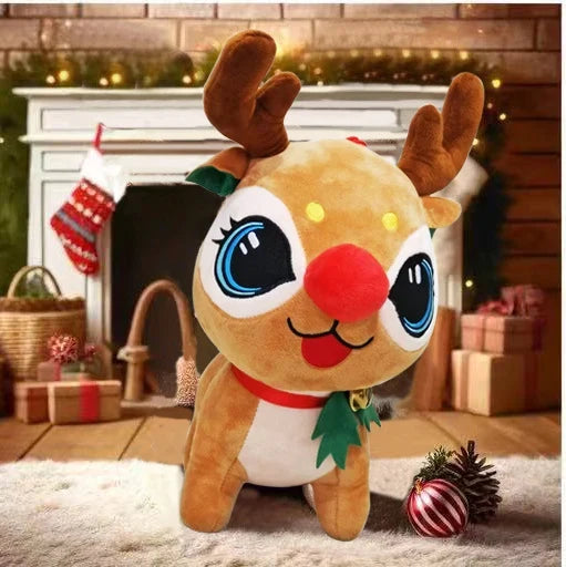 Plush Reindeer Toy Soft Child-Safe Christmas Hat & Wreath