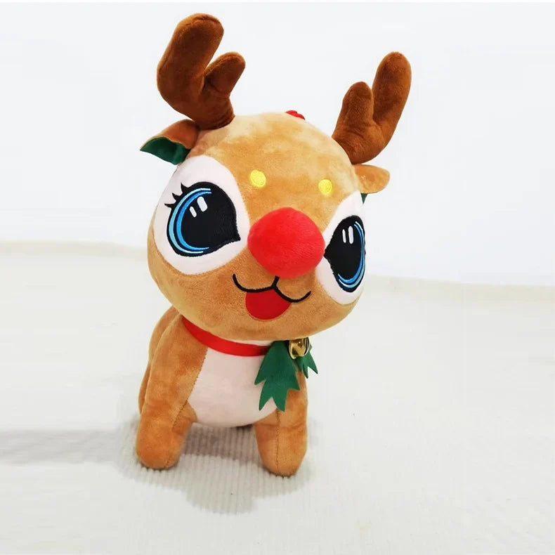 Plush Reindeer Toy Soft Child-Safe Christmas Hat & Wreath