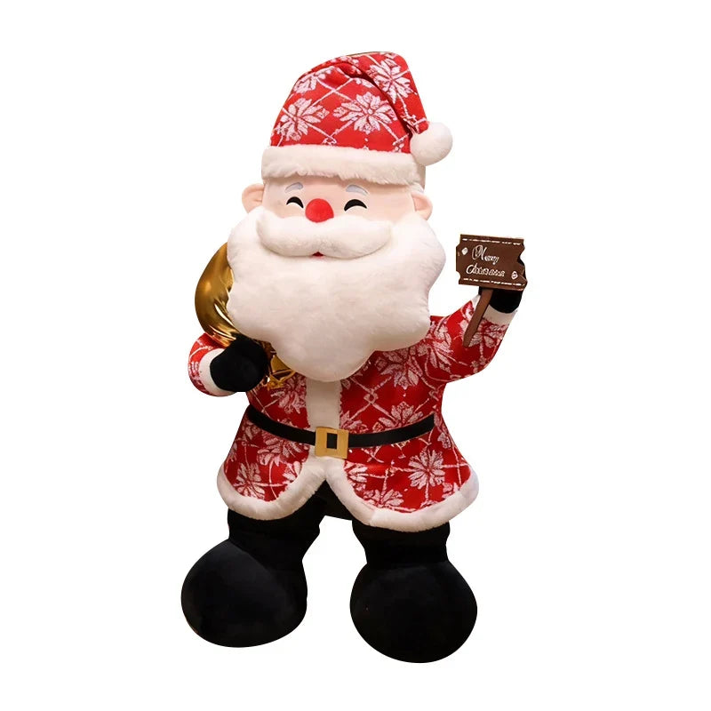 Plush Santa Figure Embroidered Face Weighted Base