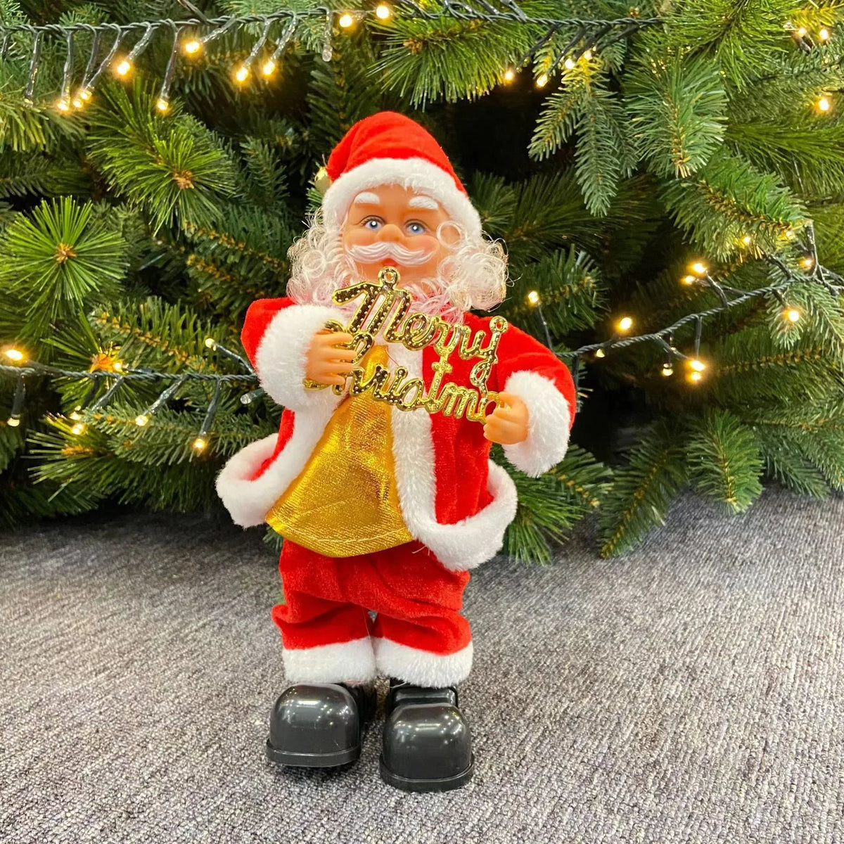 Plush Santa Figure Soft Durable Fabric Battery-Free Jingle Bells