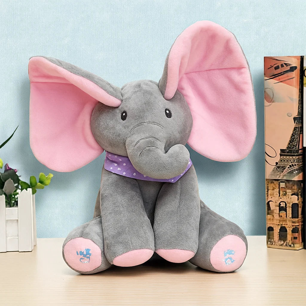 Plush Toy Foot-Activated Ear Flap & Peek-A-Boo Sounds