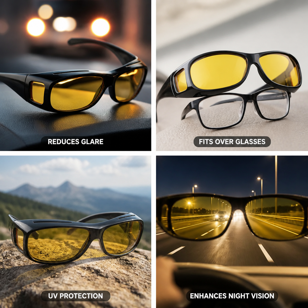 Polarized Anti-Glare Night Driving Glasses (Fits Over Glasses)