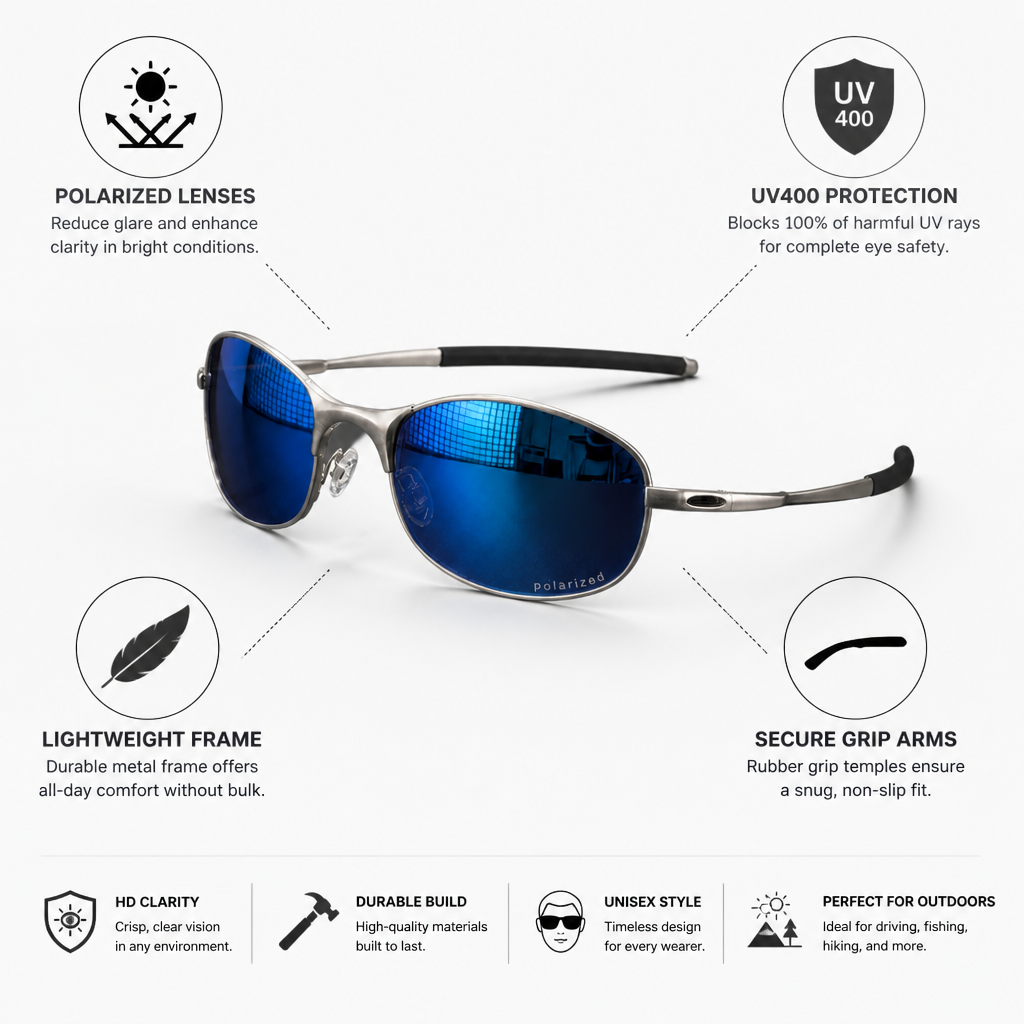 Polarized Mirrored UV400 Sunglasses (Lightweight Metal Frame)