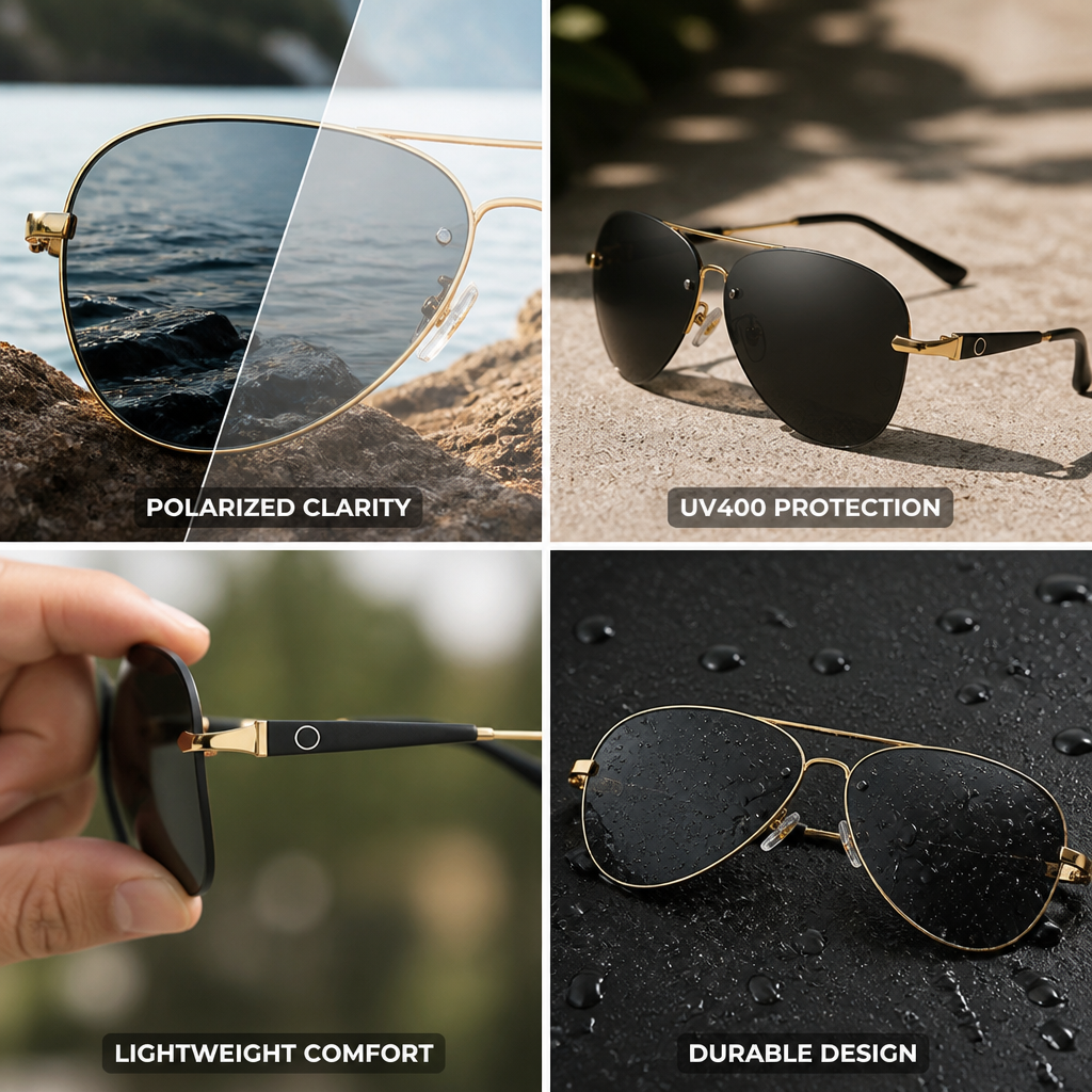 Polarized UV400 & Anti-Reflective Aviator Sunglasses