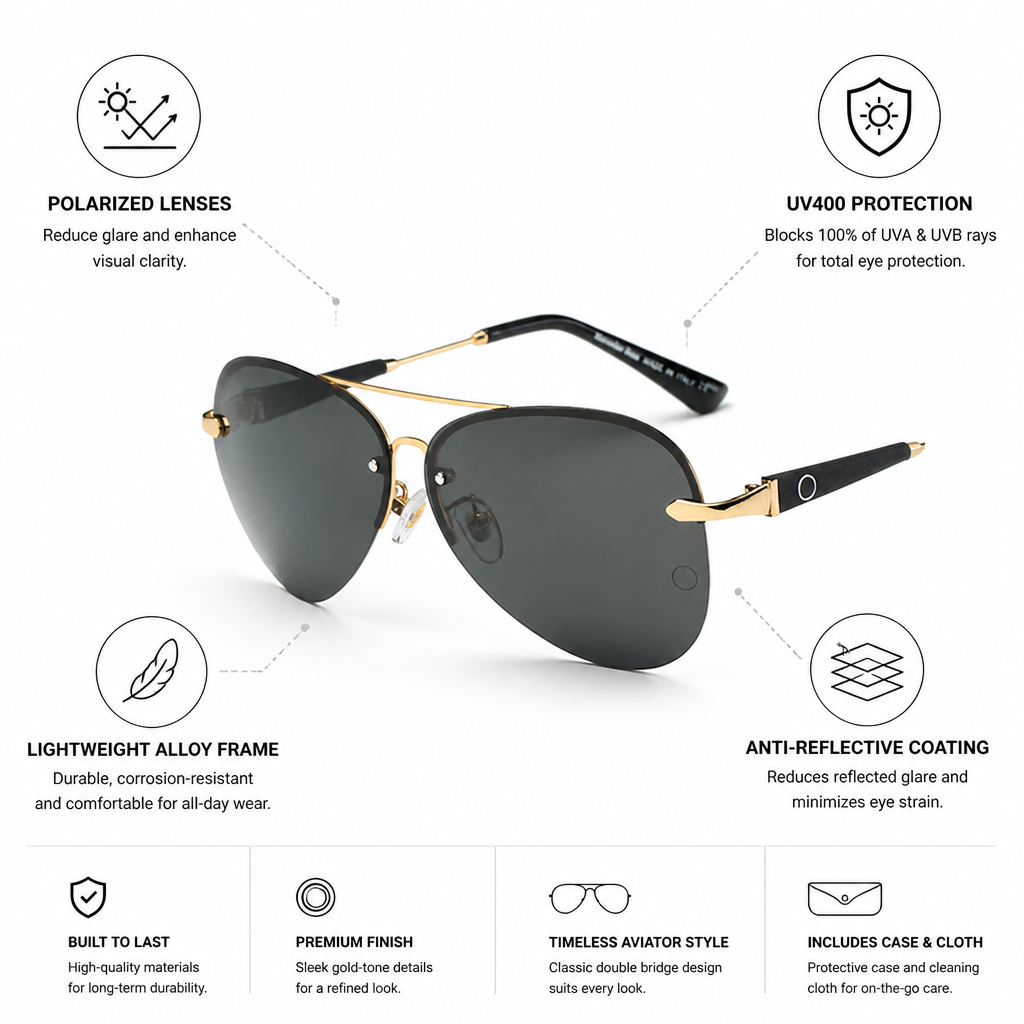 Polarized UV400 & Anti-Reflective Aviator Sunglasses
