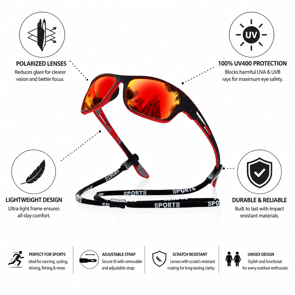Polarized UV400 Lightweight Sports Sunglasses (Men's)