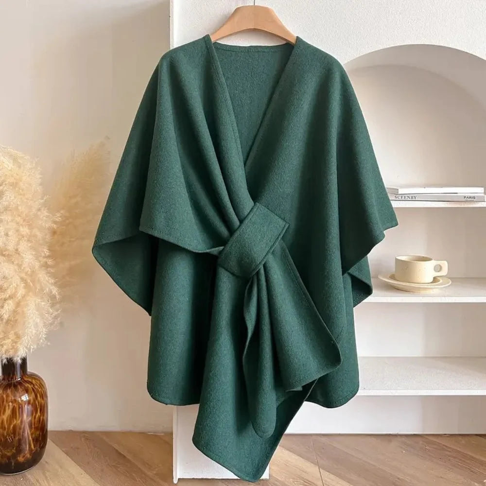 Poncho Wrap Lightweight Polyester Wool Blend Versatile Wear