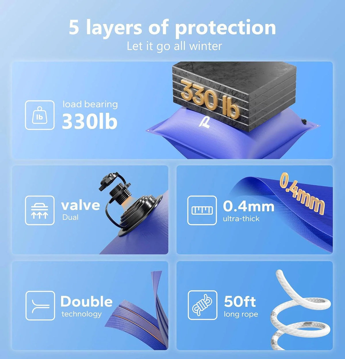 Pool Air Pillow Double Layer PVC Dual Valve