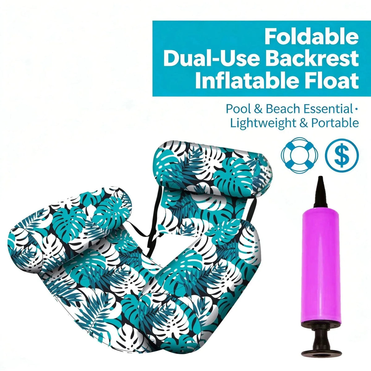 Pool Floating Lounge Chair Adjustable Backrest & Armrests