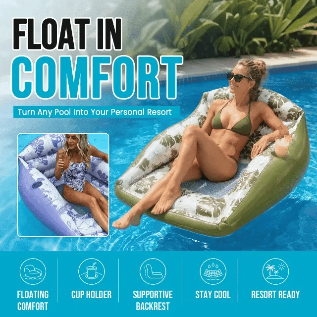 Pool Lounge Float Ergonomic Submerged Seat UV-Resistant PVC