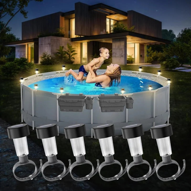 Pool Rail Lights Solar-Powered Snap-On Automatic