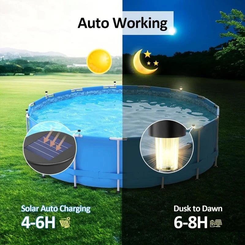 Pool Rail Lights Solar-Powered Snap-On Automatic