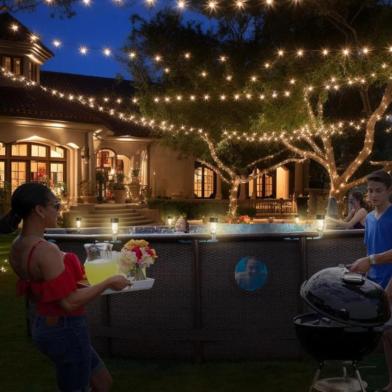 Pool Rail Lights Solar-Powered Snap-On Automatic