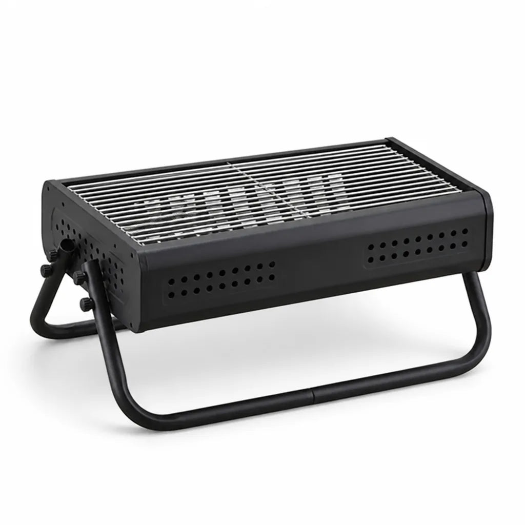 Portable Charcoal Grill Fold-Out Stand Ventilated Metal