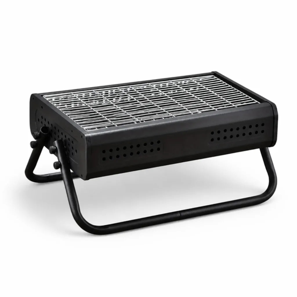 Portable Charcoal Grill Fold-Out Stand Ventilated Metal