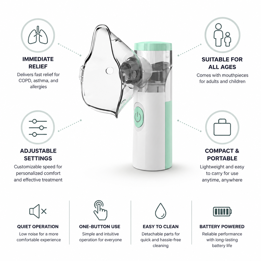 Portable Handheld Adjustable Nebulizer (Dual Mouthpieces)