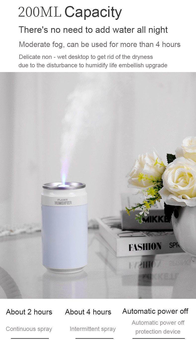 Portable Humidifier USB-Powered Flame-Effect Night Light Automatic Shutoff