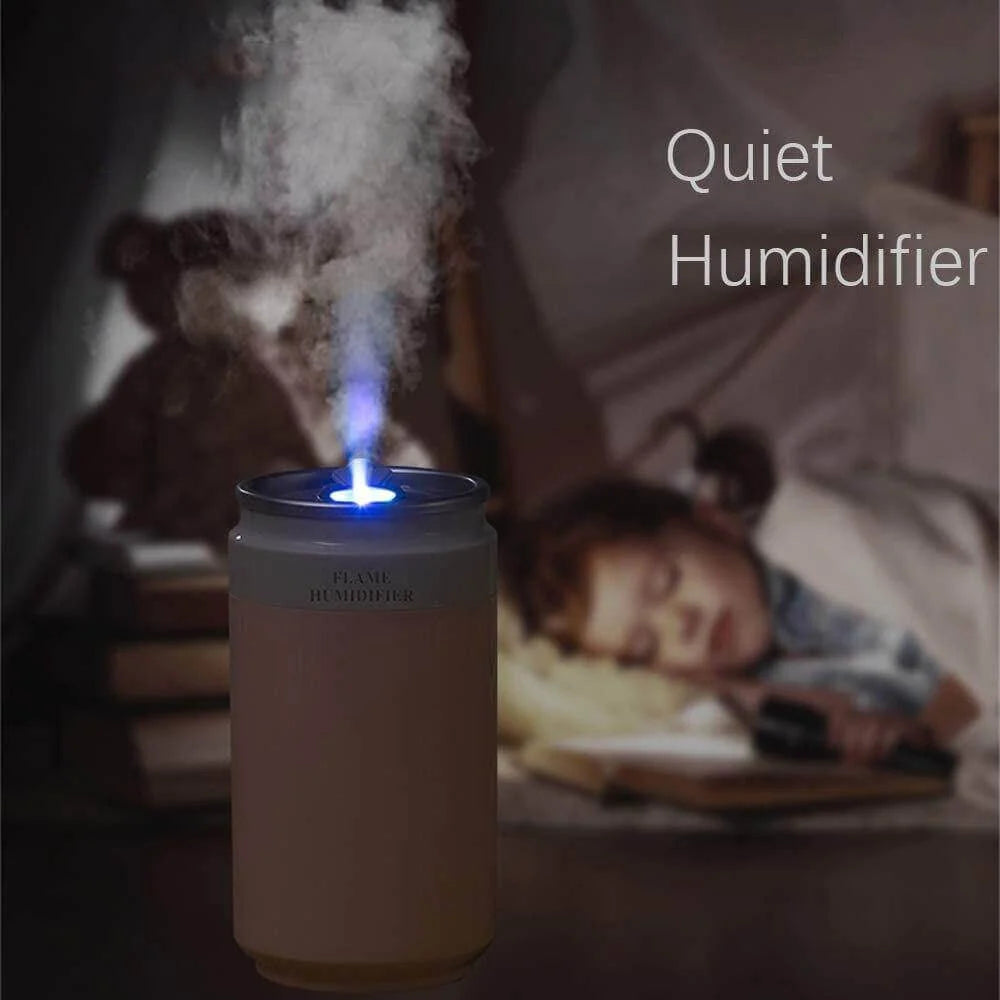 Portable Humidifier USB-Powered Flame-Effect Night Light Automatic Shutoff